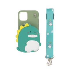 3D mobil deksel med innebygd lommebok for iPhone 11 Pro - Dinosaur, grønn
