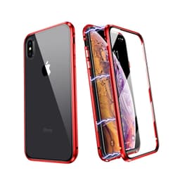 Dobbeltsidig mobildeksel til iPhone XS Max, herdet glass - Rød
