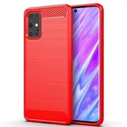 SKALO Samsung S20 Armor Carbon Iskunkestävä TPU suojakuori - Punainen