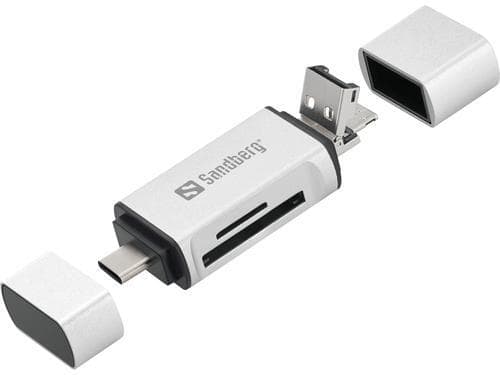 Sandberg kortleser USB-C + USB + MicroUSB