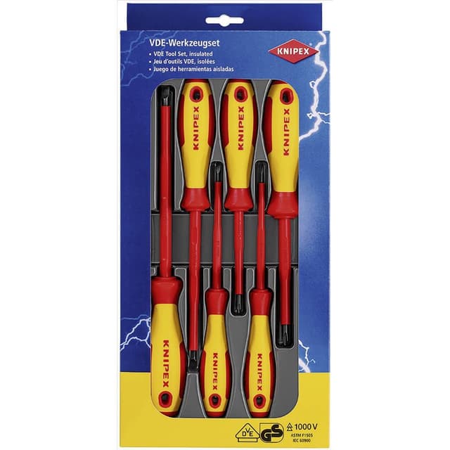 Knipex Skruetrækker-sæt VDE 6 dele Kærv, Krydskærv