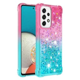 SKALO Samsung A53 5G Kvicksand Glitter Hjärtan TPU-skal - Rosa-Turkos