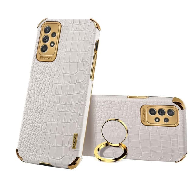 SKALO Samsung A53 5G Krokodil Guldkant Skal - Vit