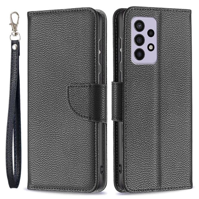 SKALO Samsung A33 5G Premium Litchi Flip Cover - Sort