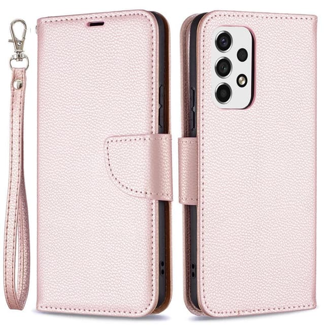 SKALO Samsung A53 5G Premium Litchi Flip Cover - Rosa guld