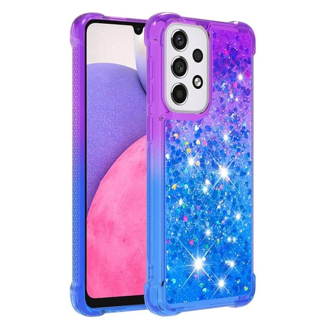 SKALO Samsung A33 5G Kvicksand Glitter Hjärtan TPU-skal - Lila-Blå