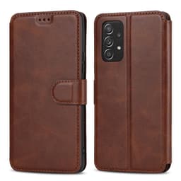 SKALO Samsung A53 5G Premium Cut Lompakkokotelo - Tummanruskea
