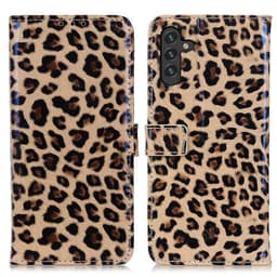 SKALO Samsung A04s 4G Leopardikuvioinen lompakkokotelo PU-nahasta.