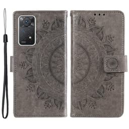SKALO Xiaomi Redmi Note 11 Pro Mandala Plånboksfodral - Grå