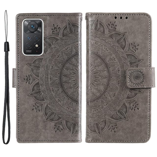SKALO Xiaomi Redmi Note 11 Pro Mandala Plånboksfodral - Grå