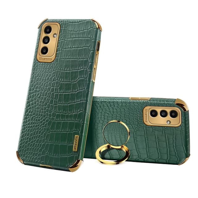 SKALO Samsung A13 5G Crocodile Guldkant Cover - Grøn