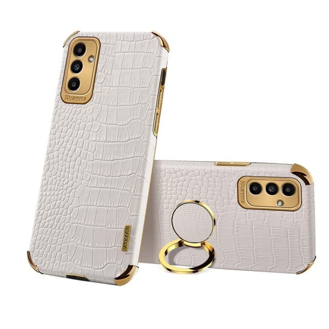 SKALO Samsung A13 5G Krokodil Guldkant Skal - Vit
