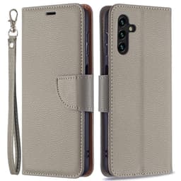 SKALO Samsung A13 5G Premium Litchi Flip Cover - Grå