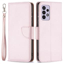 SKALO Samsung A33 5G Premium Litchi Plånbok - Roséguld