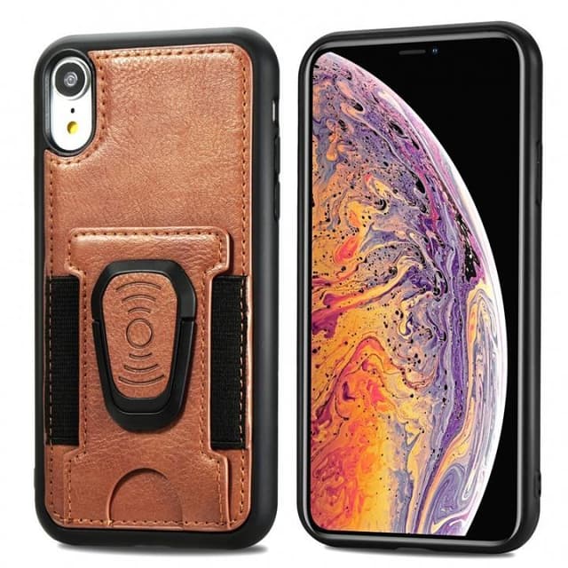 Mobilskal med ringhållare till iPhone 12/12 Pro, Brun