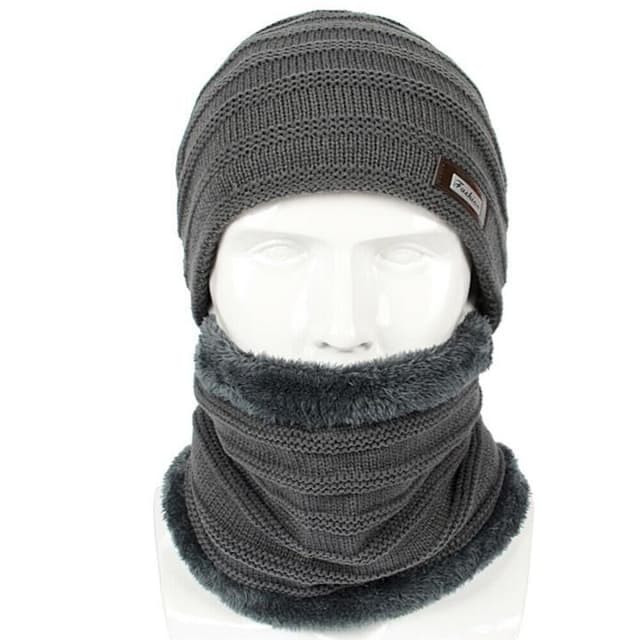 Hatt og skjerf, grå