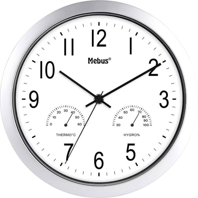 Mebus 06992 Kvarts Väggklocka 25.5 cm Silver