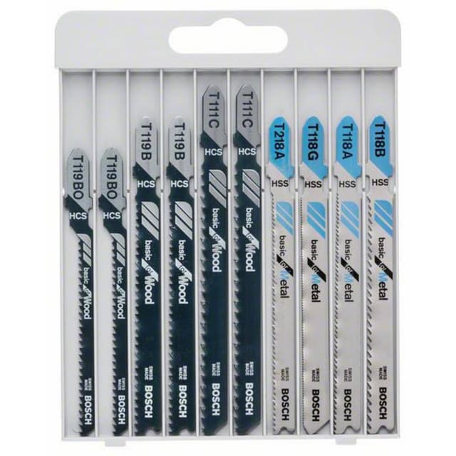 Bosch Accessories 2607010630 STIKSAVKLINGE-sæt træ/metal Basic, 10 dele. 1 Set