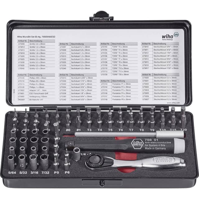 Wiha 7000SK65ESD 39971 Bit-Set 65 delar Spår,