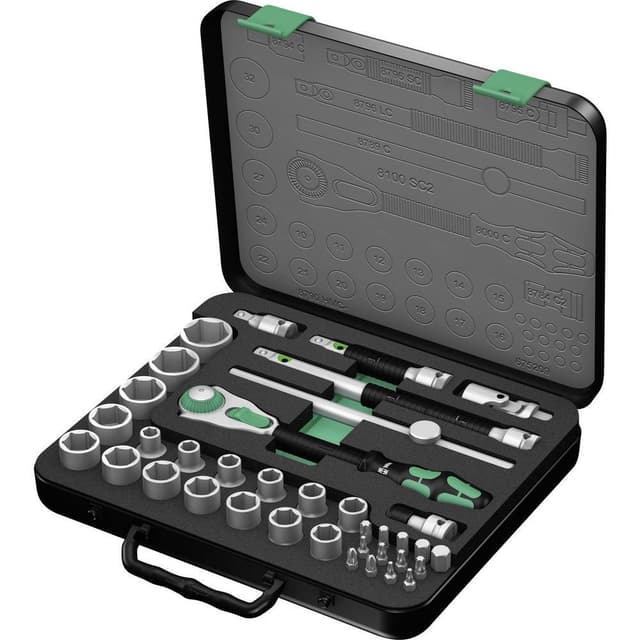 Wera 8100 SC 2 Zyklop Topnøglesæt Metrisk 1/2 (12,5 mm) 37 dele 05003645001