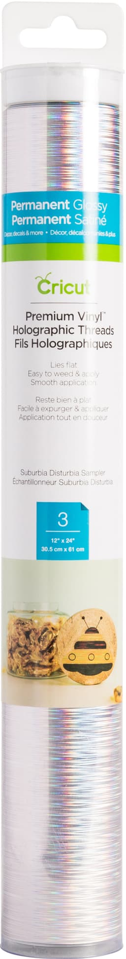 Cricut Premium Permanent Vinyl arkki 3 kpl (Holo, Suburbia, Disturbia)