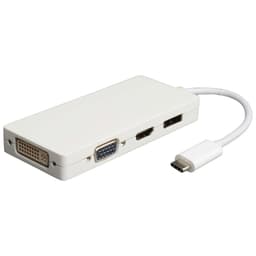 NÖRDIC 1-4 dockingstation med HDMI og DisplayPort 4K ved 60Hz, DVI og VGA 1080p ved 60Hz, støtte til DP Alt tilstand