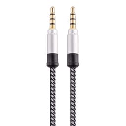NÖRDIC audiokaapeli, 4-napainen 3,5 mm uros–uros, 1,5 m, hopea, AUX-kaapeli TRRS-mikrofonikaapeli