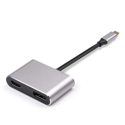 NÖRDIC USBC til 1xhdmi 4k 30hz og 1x DisplayPort 4K 60Hz Aluminium Space Gray