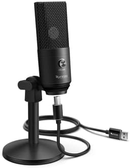 FIFINE K670B USB-kondensator-skrivebordsmikrofon til pc, Mac, Linux og PS4 / 5 tre-trins stativ til hovedtelefonstik