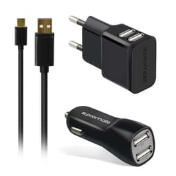 Promate CHARGMATE -laturisarja, 2 porttia, 2,1 A USB-seinälaturi 2 porttia, 3,1 A, USB-autolaturi ja USB-kaapeli 1,2 m, musta