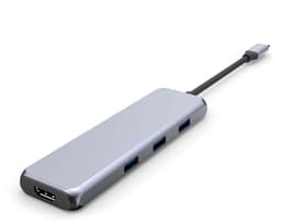NÖRDIC 1 til 9 dokkingstasjon USB-C for dobbel Displayport 4K, 1xHDMI 4K, 3xUSB3.1 5Gbps, 1xTF / SD-kortleser dual DP