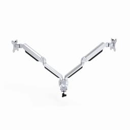 NÖRDIC Monitor desk mount til dual monitors med gaslift, vippe og roterende, aluminium og stål, sølv, monitorholder