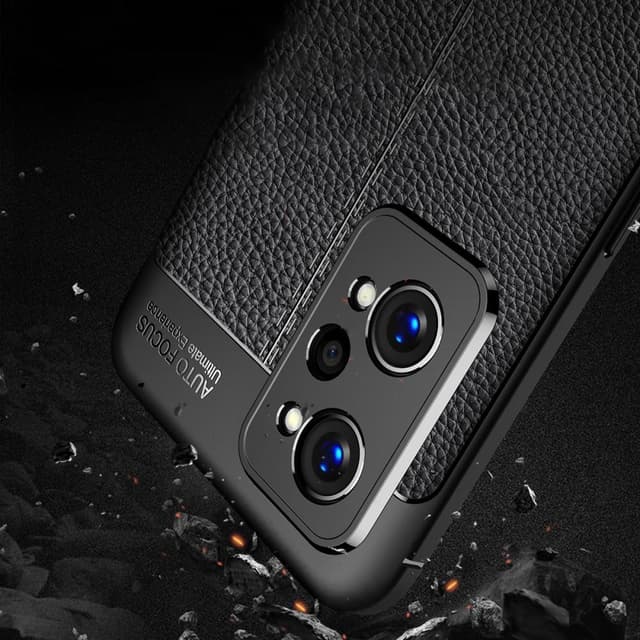 Realme GT Neo2 TPU skal Litchi Texture - Svart
