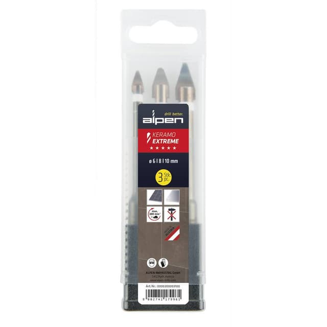 Glasborr-set 6 mm, 8 mm, 10 mm Alpen Keramo extreme Box