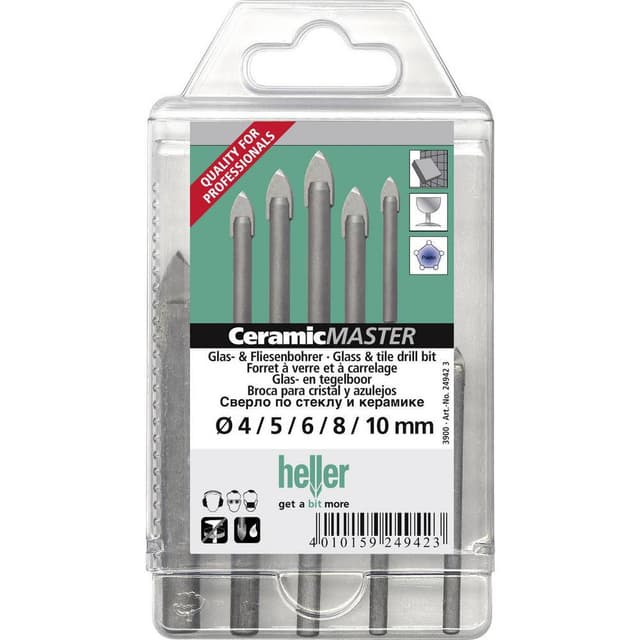 Glas- och kakelborr-set 5 delar Heller QuickBit®