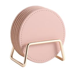 INF Runde glassunderlag 6 stk med holder Rosa
