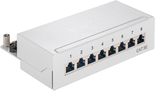 Goobay CAT 5e mini-/skrivbordskopplingspanel, 8 portar (1 HE)