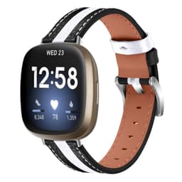 Fitbit Versa 3 armbånd i ekte skinn Svart / hvit