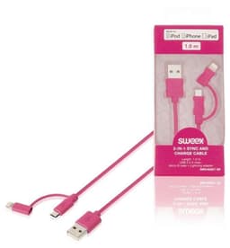 2-in-1 Synkronointi- ja Latauskaapeli USB A Uros - Micro B-Uros 1.00 m Pinkki