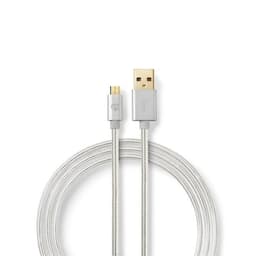 USB-A hane 2.0 till microUSB | Guldpläterad, 2.0 m