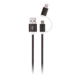 Setty 2i1 USB-kabel till microUSB / USB-C, 1 m, Svart