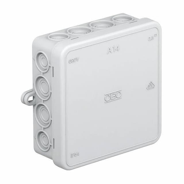 OBO Bettermann A14 Forgreningskasse (L x B x H) 100 x 100 x 40 mm Gråhvid (RAL 7035) IP55 1 stk