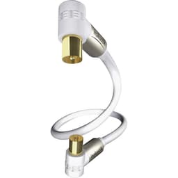 Inakustik Antenner Tilslutningskabel [1x Antennestik 75 Ω - 1x Antennebøsning 75 Ω ] 7.50 m 100 dB forgyldte stik Hvid