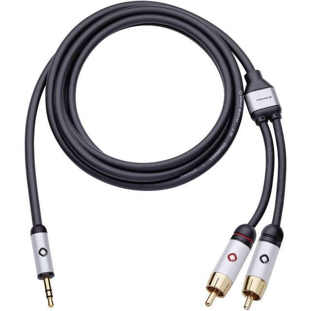 Phono / Jack Audio Tilslutningskabel [2x Cinch-stik - 1x Jackstik 3,5 mm] 3.00 m Sort forgyldte stik Oehlbach i-Connect
