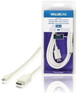 High Speed HDMI-kaapeli Ethernet HDMI-Liitin - HDMI Micro Uros 2.00 m Valkoinen
