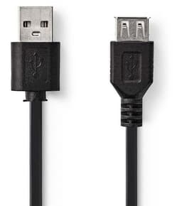 USB 2.0-kabel | A-hane - USB A-hona | 2.0 m | Svart