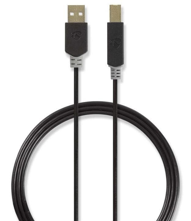 USB 2.0-Kabel | A, hann - B, hann | 2,0 m | Antrasitt