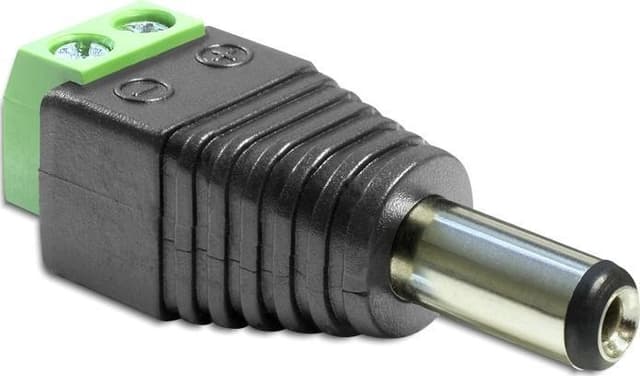 DeLOCK DC-terminalblock, 2,1x5,5x11mm, pluss i midten