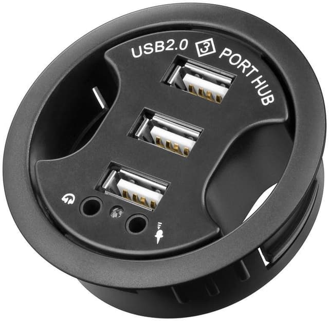 3-vägs USB 2.0 höghastighetshubb + audio