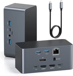Nördic 1 til 11 USB-C dockingstation tredobbelt video 2xHDMI 4K60Hz 1xDP 4K60Hz 1xPD 87W, 1xGiga LAN, 4xUSB3.1 5Gbps 1xUSB-C 5Gbps 1xAudio